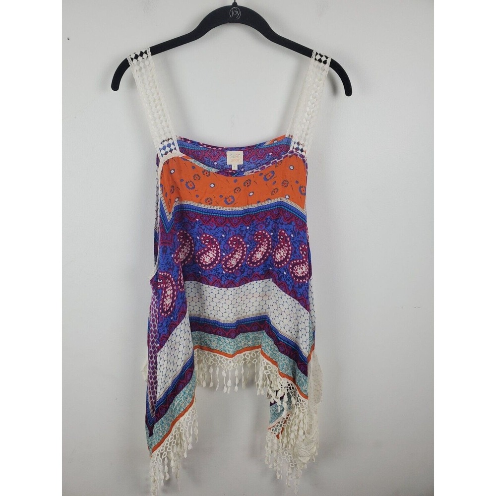 Surf Gypsy Seimsuit Cover Up Tank Top S Womens Multicolor Pullover Summer Beachy